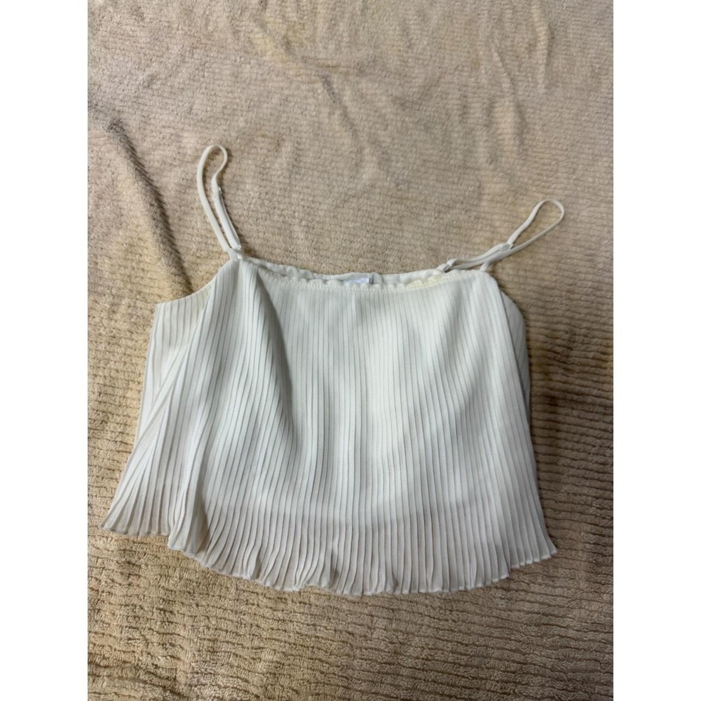 Princess Polly White Pleated Camisole Top Adjustable Straps Size US 4